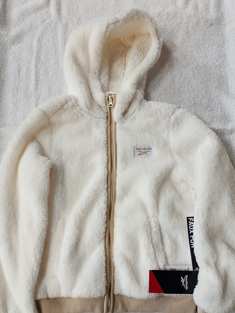 Reebok Kids' Girl Cream Fleece Hoodie Jacket Size 10-12 New